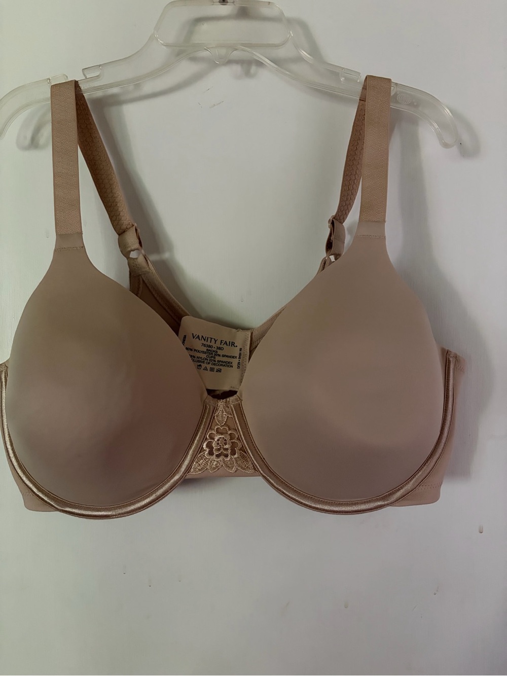 Vanity Fair Beige T-Shirt Bra with Lace Accent